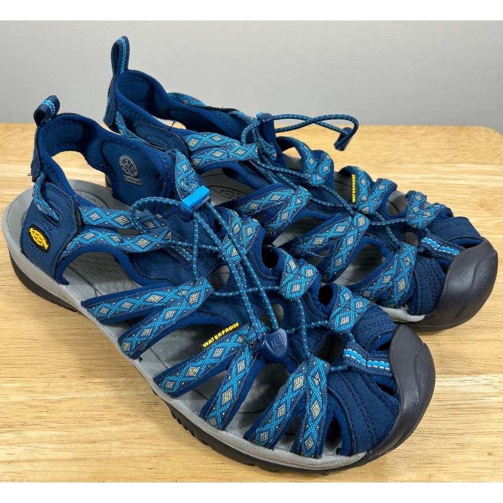 Keen Whisper Sandals Womens 10 Blue Waterproof Hiking Outdoor Granola Girl GORP
